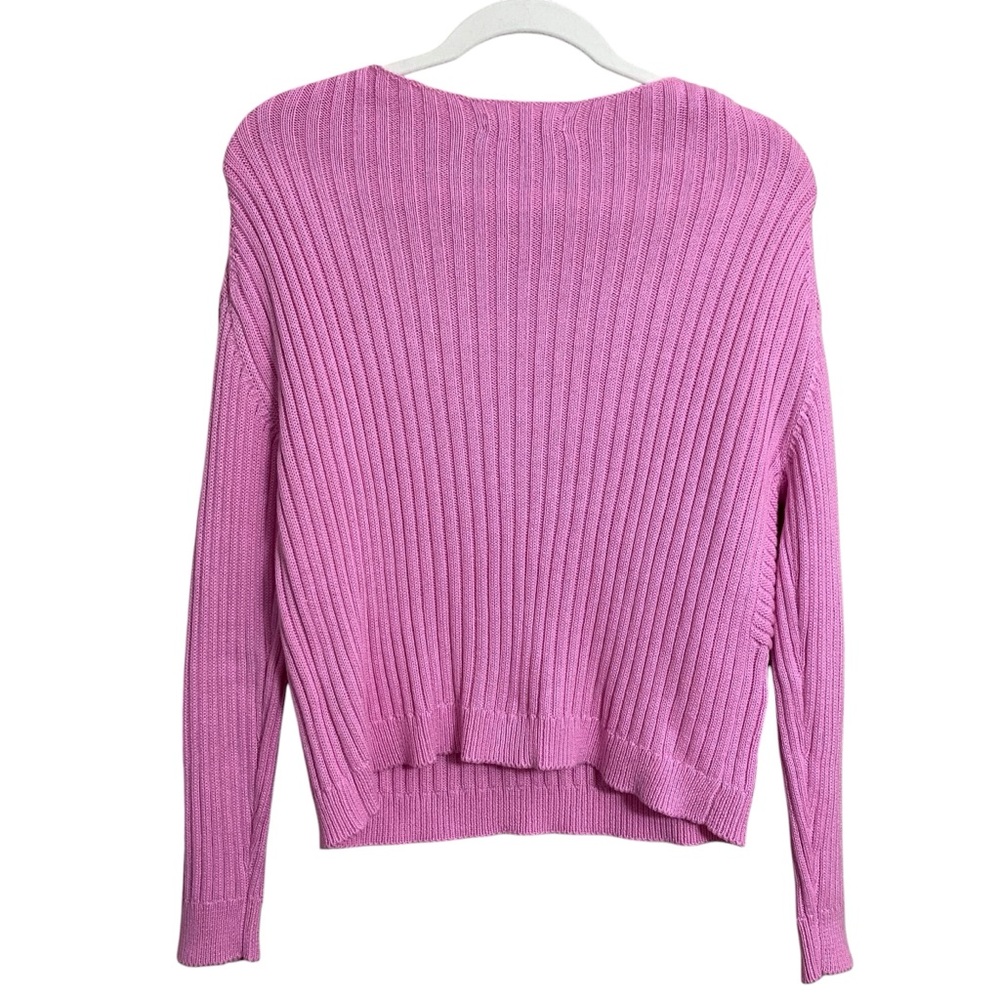 Alashan Cashmere Blend Cotton Bubblegum Pink Ribbed Detail Cropped Sweater Small - Picture 5 of 6